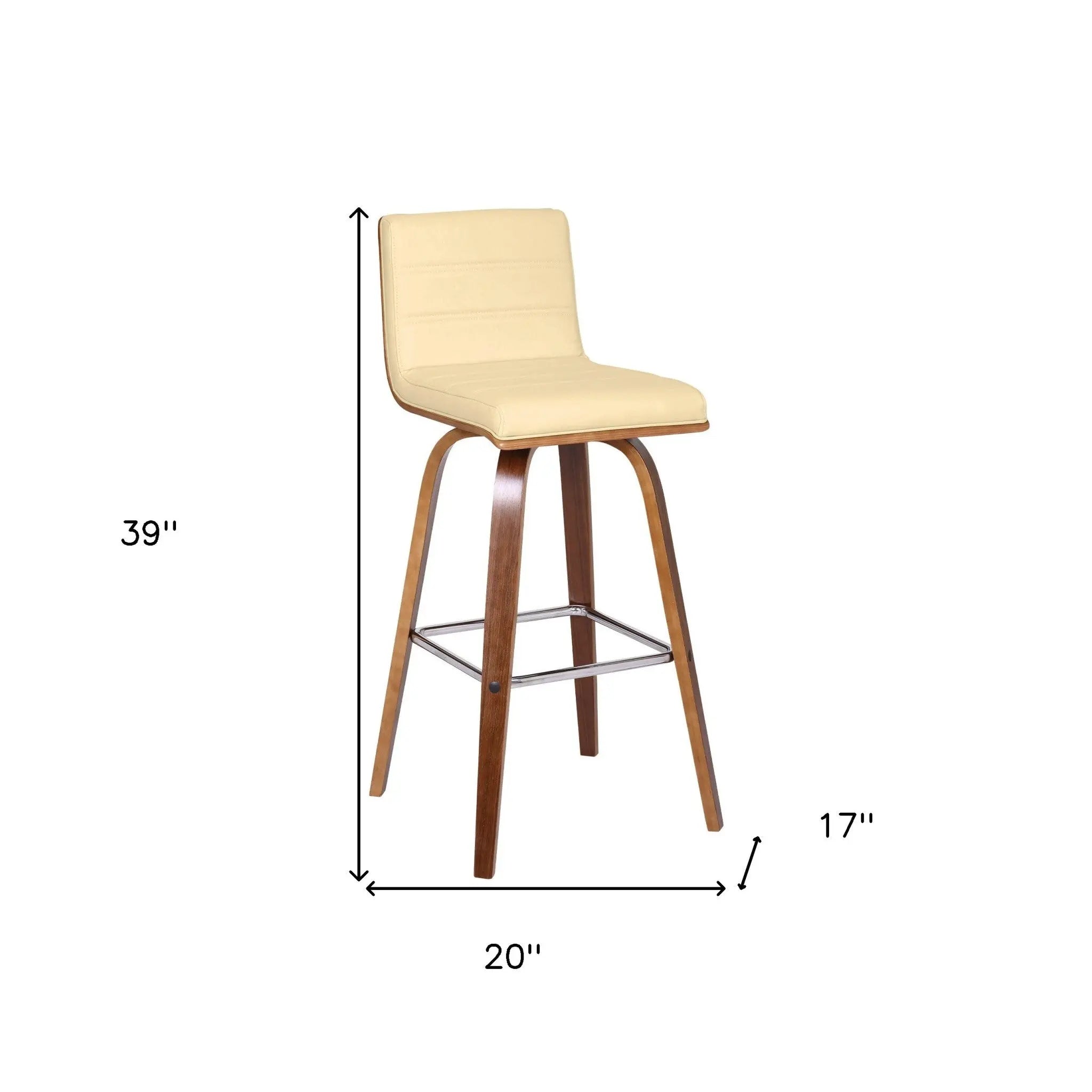 30" Cream and Brown Fabric and Iron Low Back Bar Height Swivel Bar Chair - GreatEagleInc