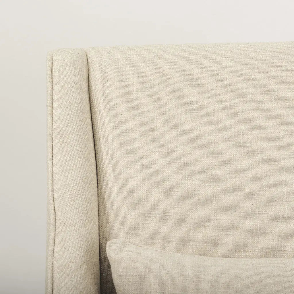 30" Cream and Brown Linen and Solid Wood Arm Chair Homeroots Living Room