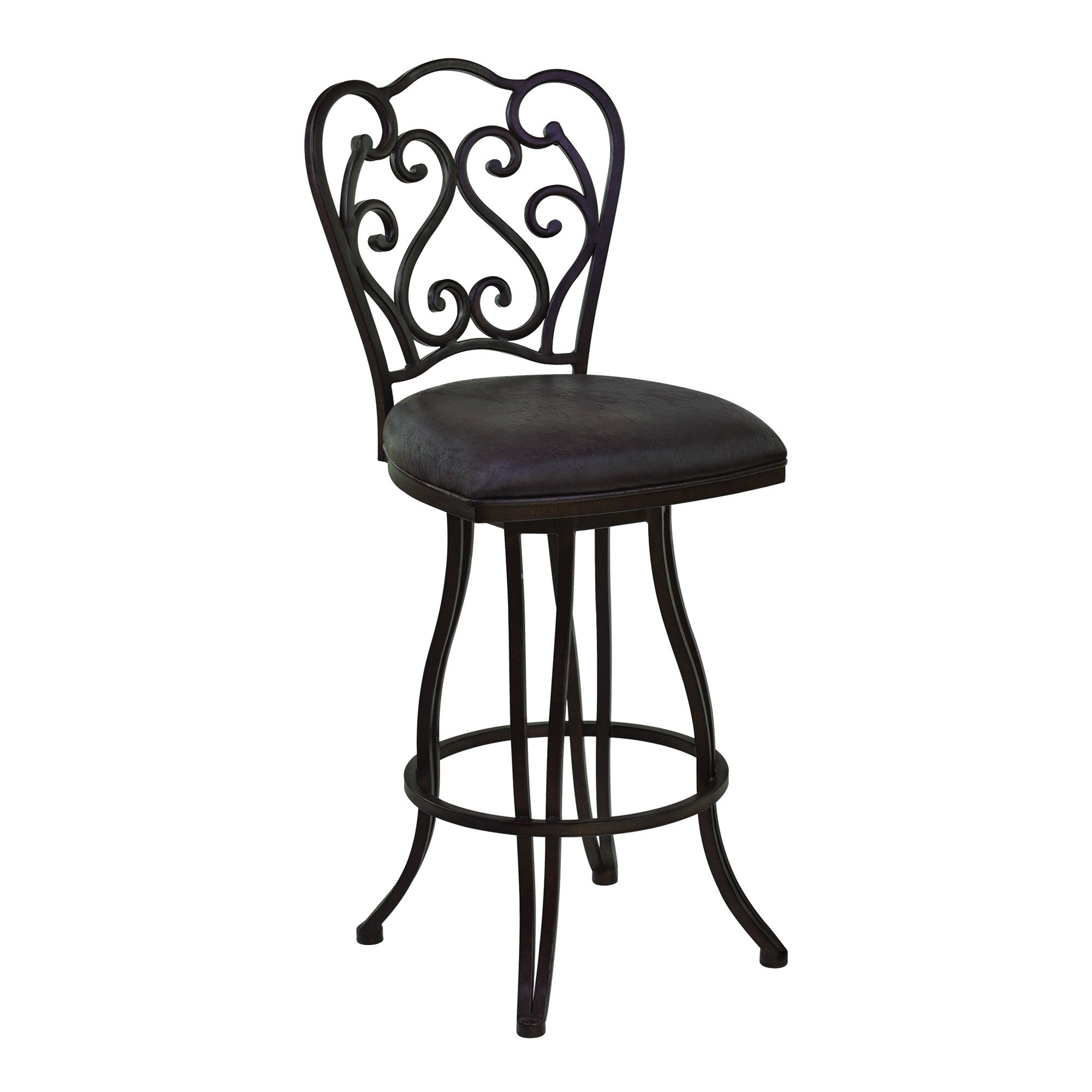 30" Espresso Iron Swivel Bar Height Bar Chair - GreatEagleInc