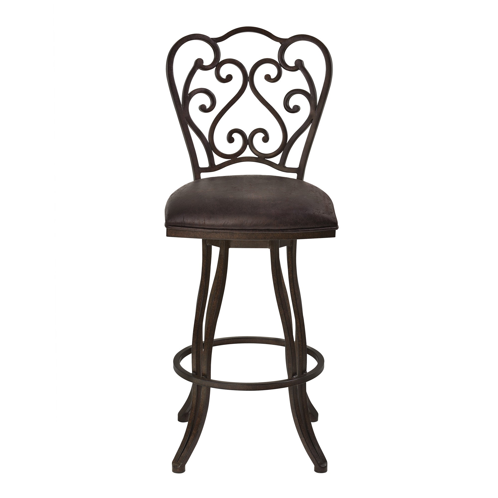 30" Espresso Iron Swivel Bar Height Bar Chair - GreatEagleInc