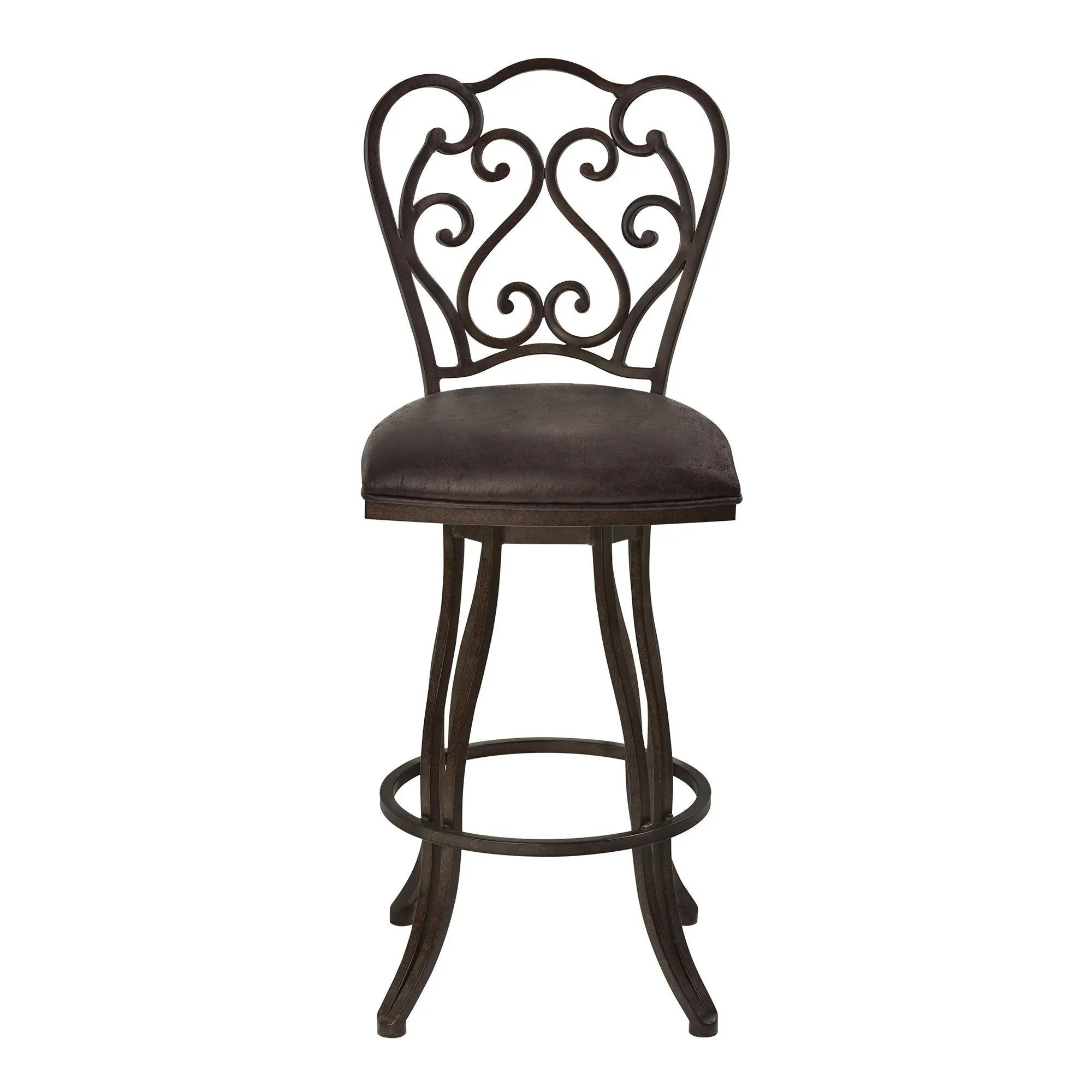 30" Espresso Iron Swivel Bar Height Bar Chair - GreatEagleInc