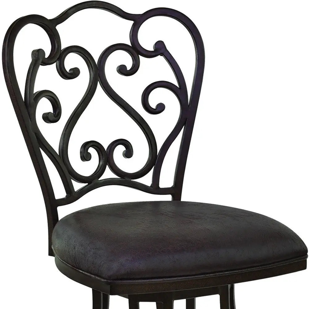 30" Espresso Iron Swivel Bar Height Bar Chair - GreatEagleInc