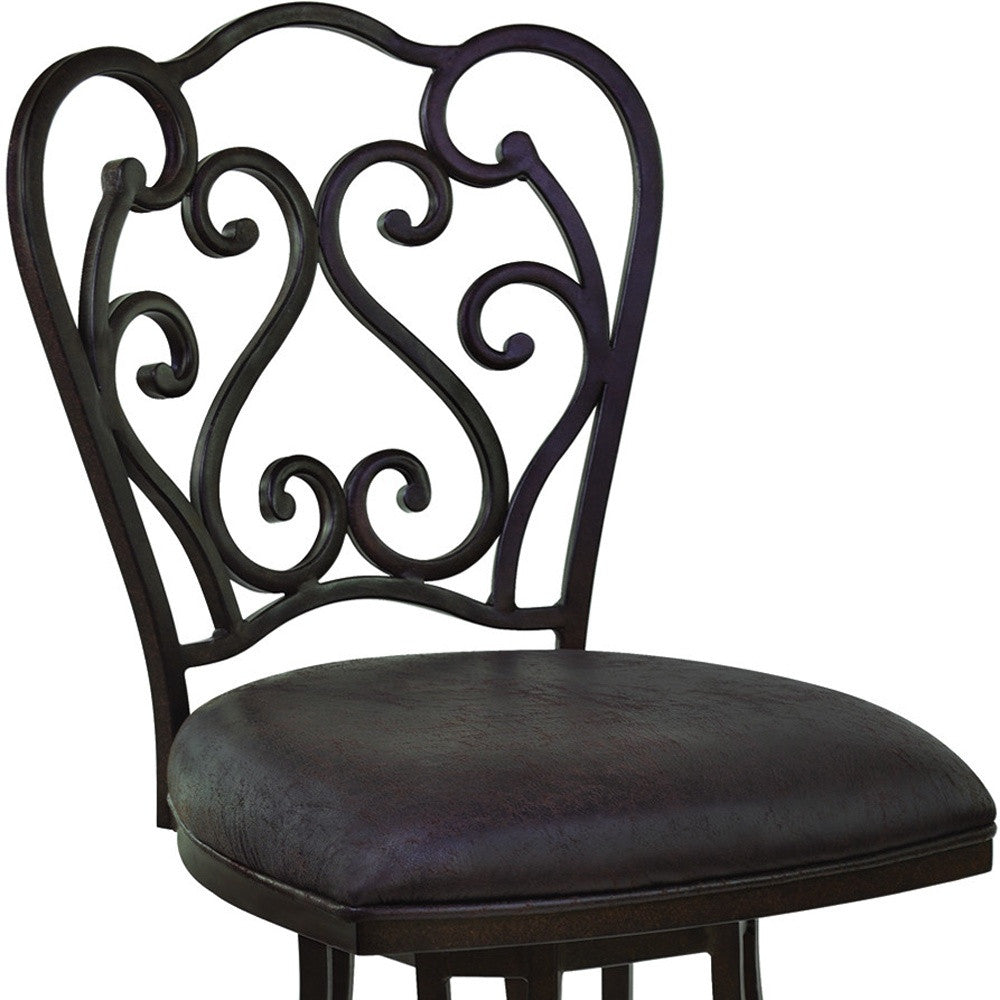 30" Espresso Iron Swivel Bar Height Bar Chair - GreatEagleInc