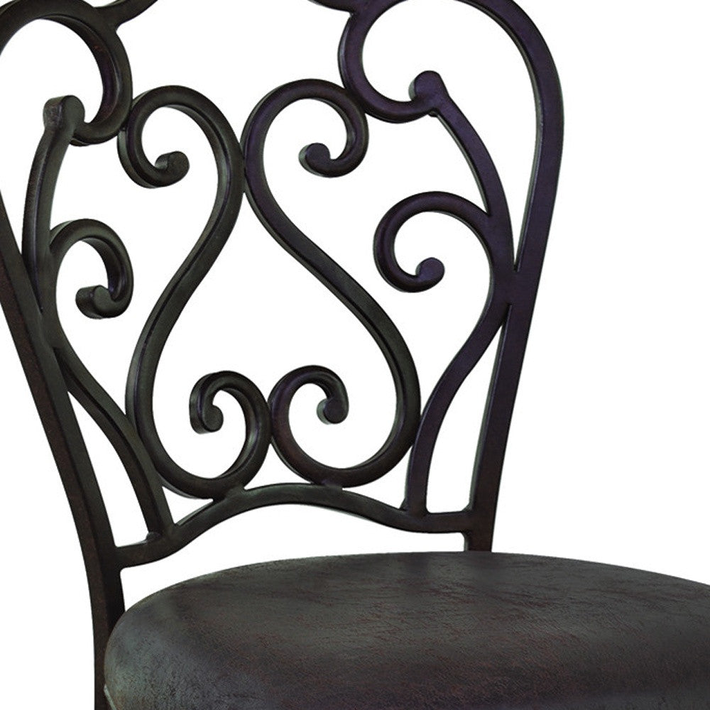 30" Espresso Iron Swivel Bar Height Bar Chair - GreatEagleInc