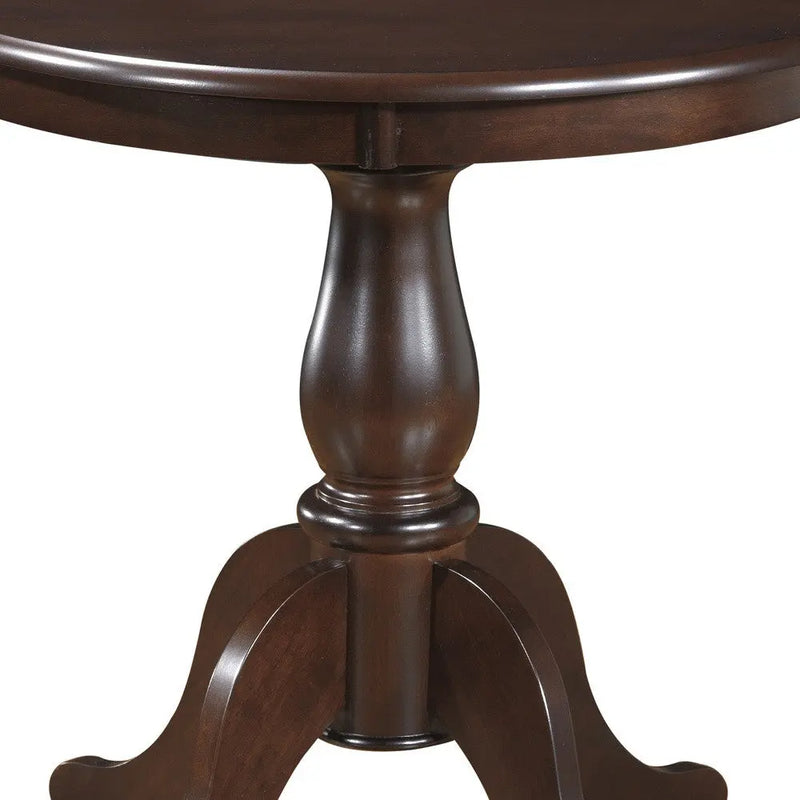 30" Espresso Rounded Solid Manufactured Wood And Solid Wood Pedestal Base Dining Table Homeroots Kitchen & Dining
