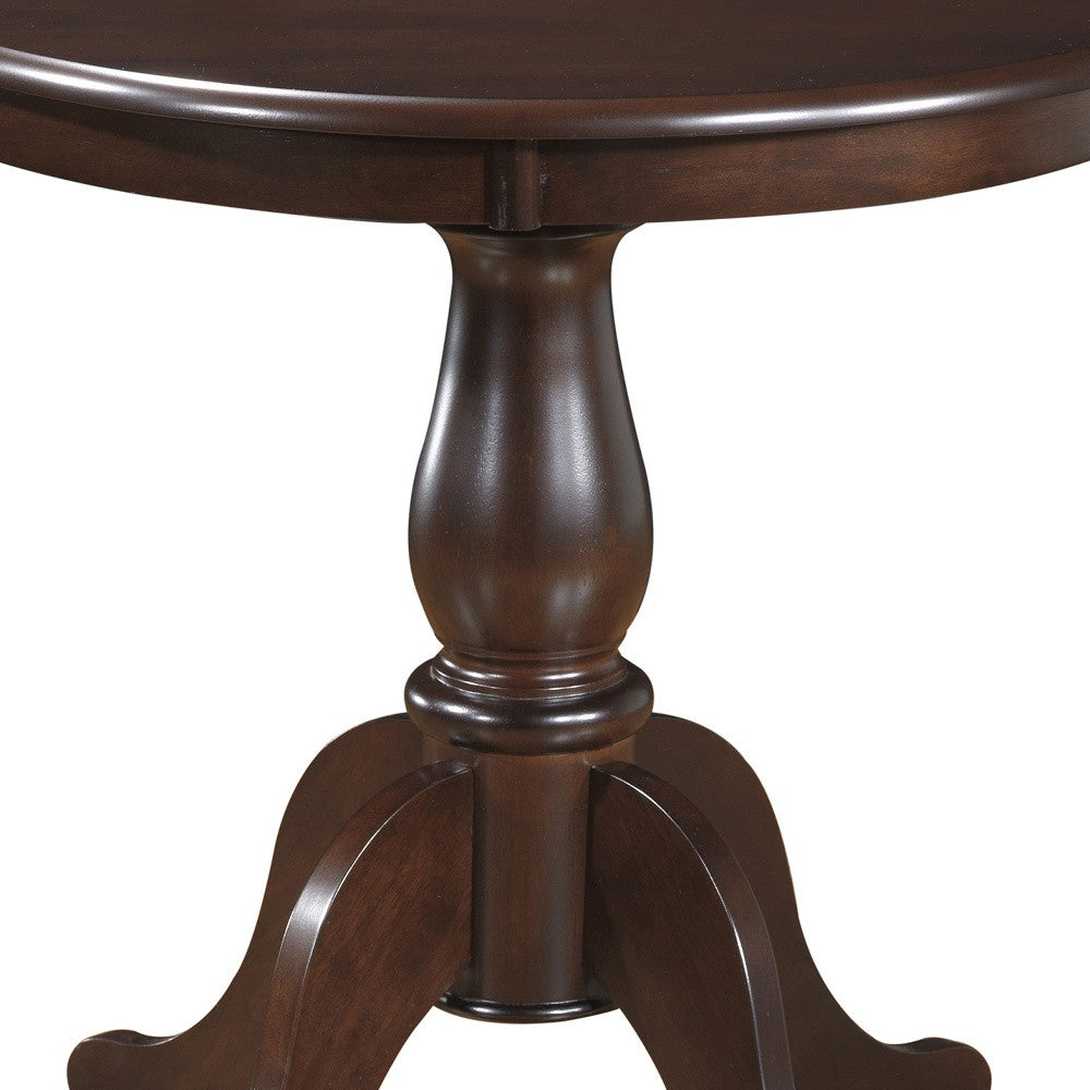 30" Espresso Rounded Solid Manufactured Wood And Solid Wood Pedestal Base Dining Table Homeroots Kitchen & Dining