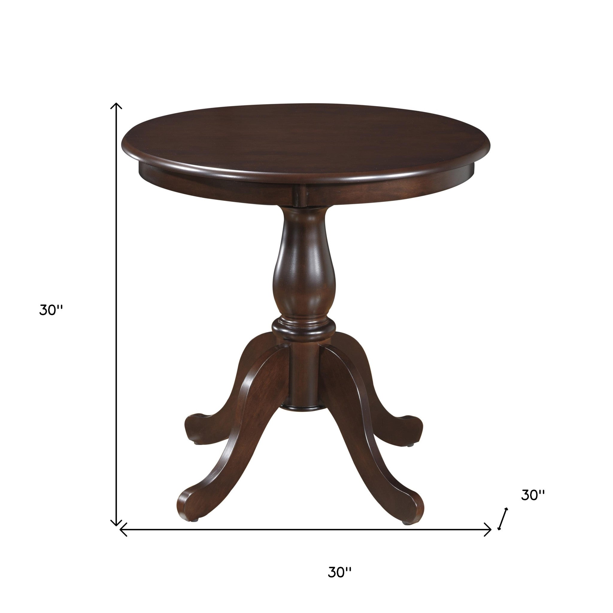 30" Espresso Rounded Solid Manufactured Wood And Solid Wood Pedestal Base Dining Table Homeroots Kitchen & Dining