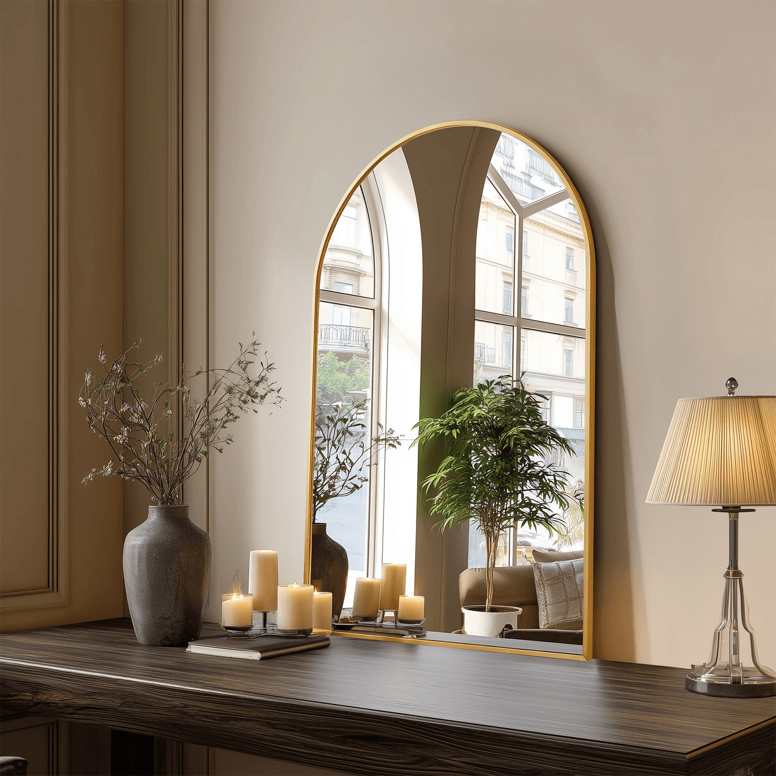 30" Gold Aluminum Arch Framed Accent Mirror Homeroots Bed & Bath