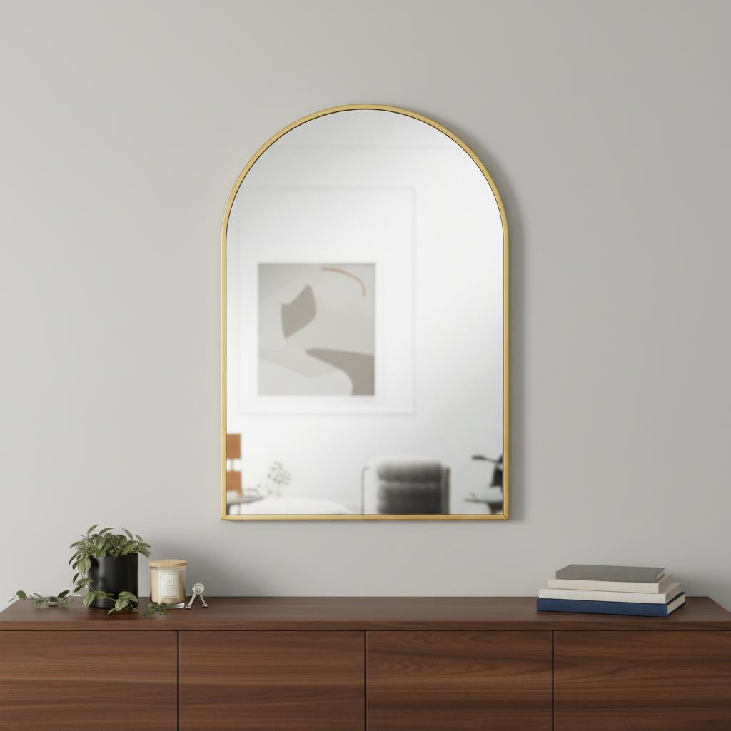 30" Gold Aluminum Arch Framed Accent Mirror Homeroots Bed & Bath