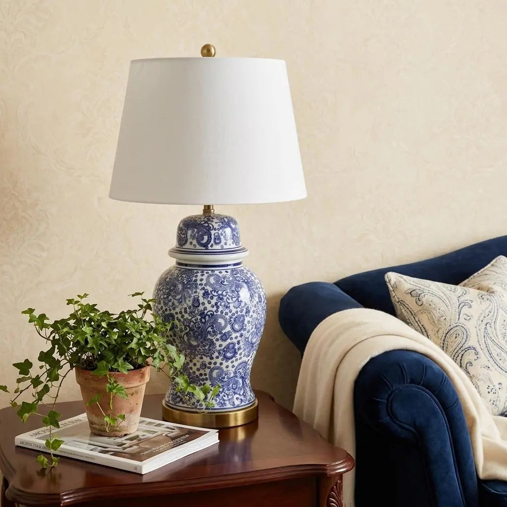 30" Gold Novelty Table Lamp With Drum Shade Homeroots Lighting
