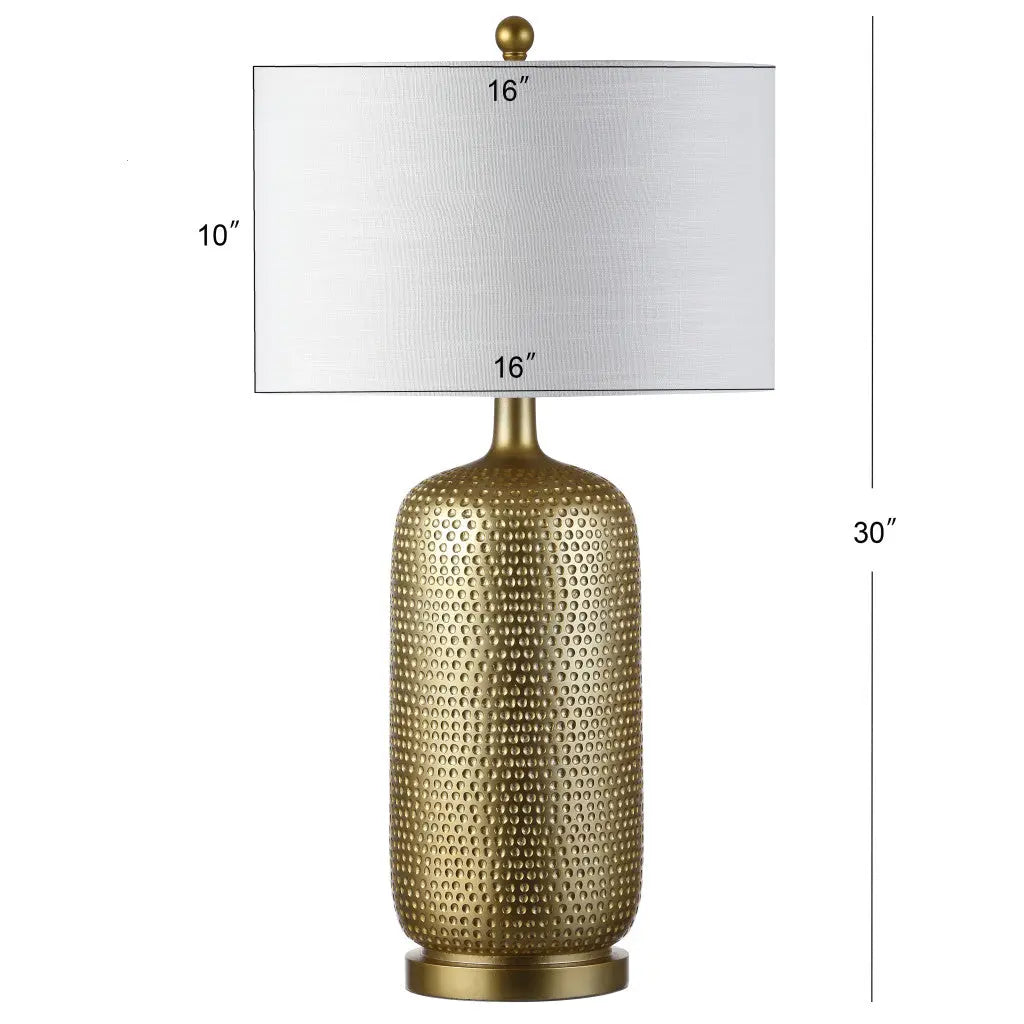 30" Gold Round Table Lamp With Drum Shade Homeroots Lighting