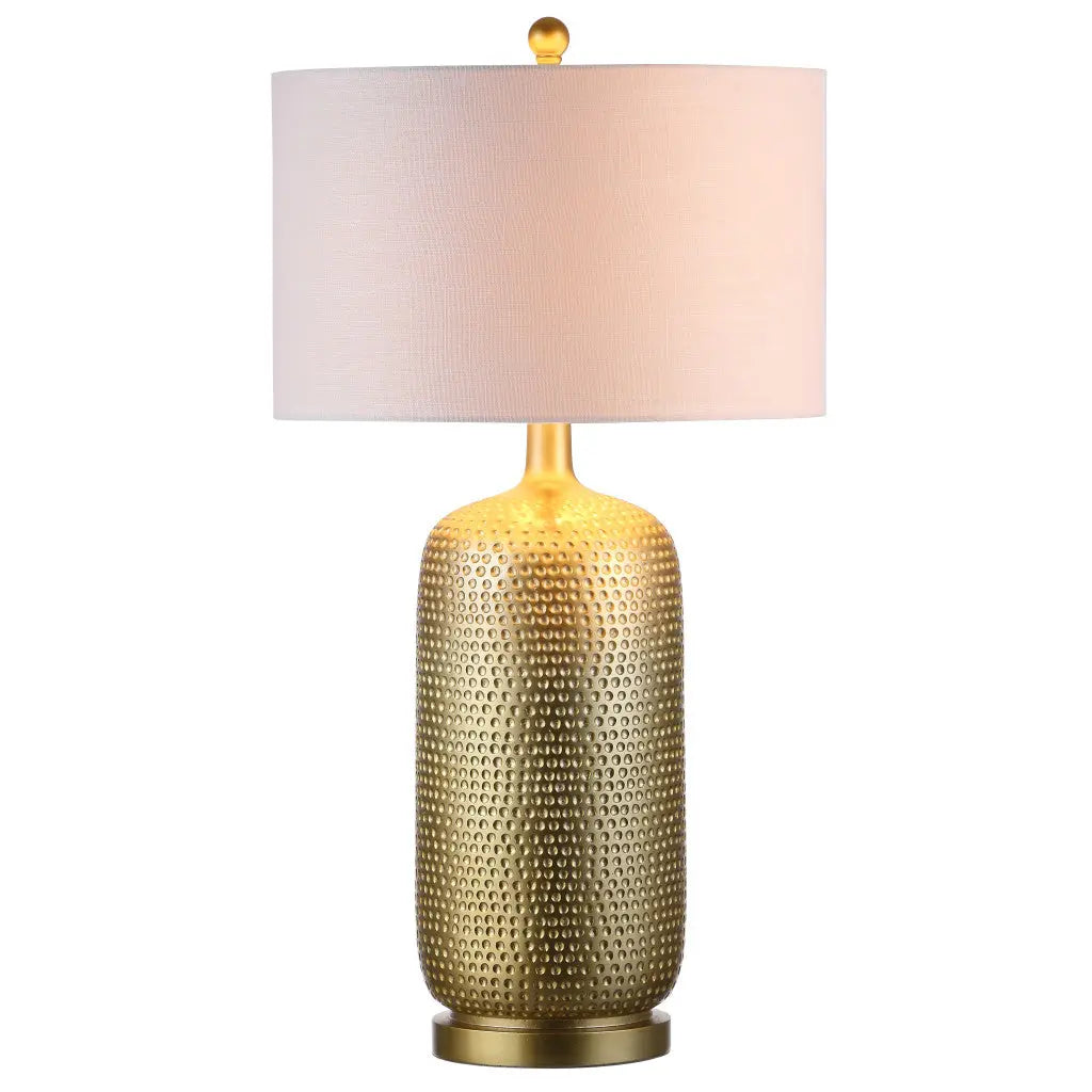 30" Gold Round Table Lamp With Drum Shade Homeroots Lighting