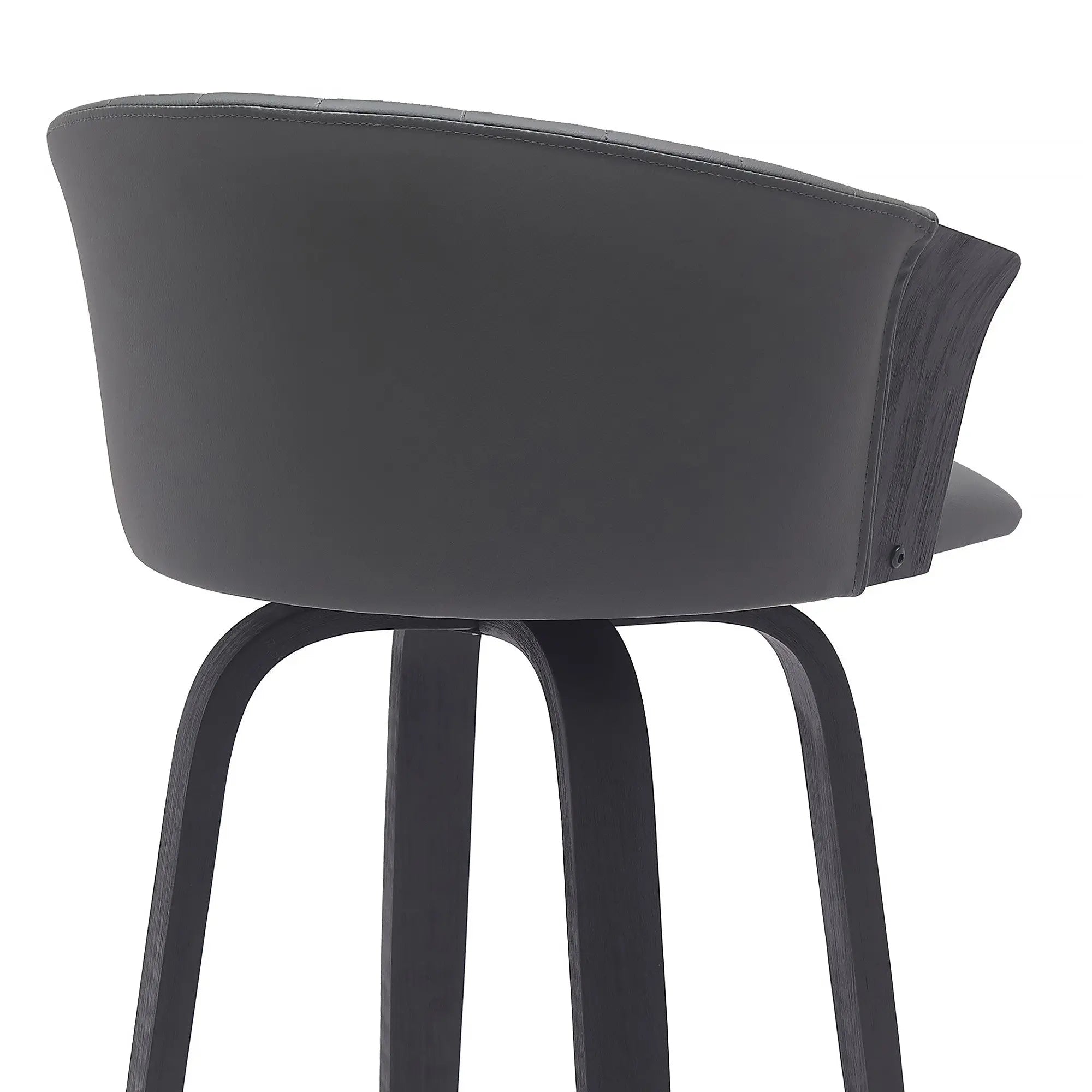 30" Gray And Black Faux Leather Swivel Bar Height Bar Chair Homeroots Living Room