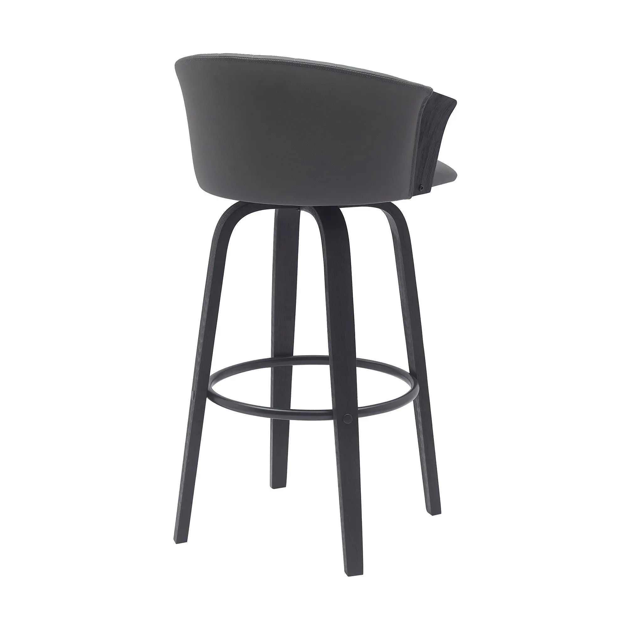 30" Gray And Black Faux Leather Swivel Bar Height Bar Chair Homeroots Living Room