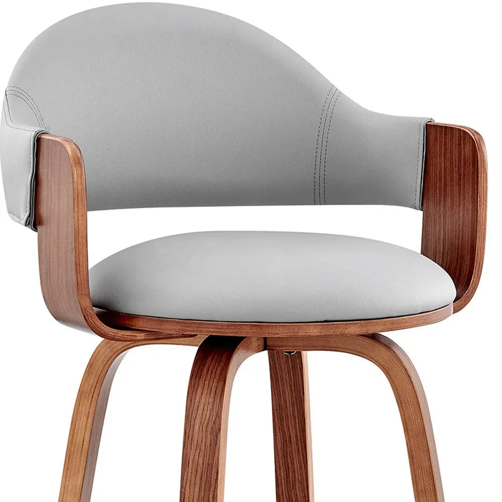 30" Gray And Brown Swivel Low Back Bar Height Bar Chair Homeroots Living Room