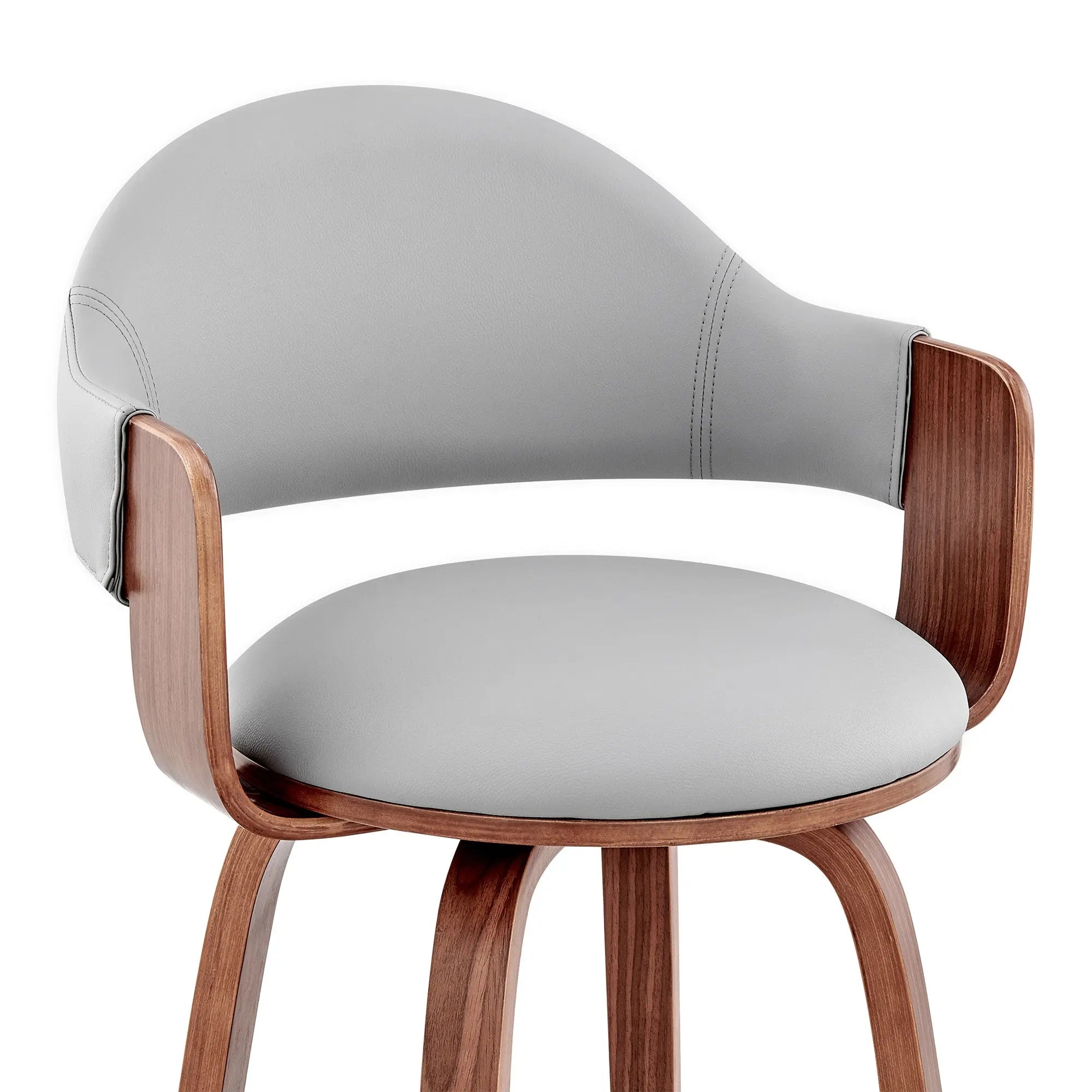 30" Gray And Brown Swivel Low Back Bar Height Bar Chair Homeroots Living Room
