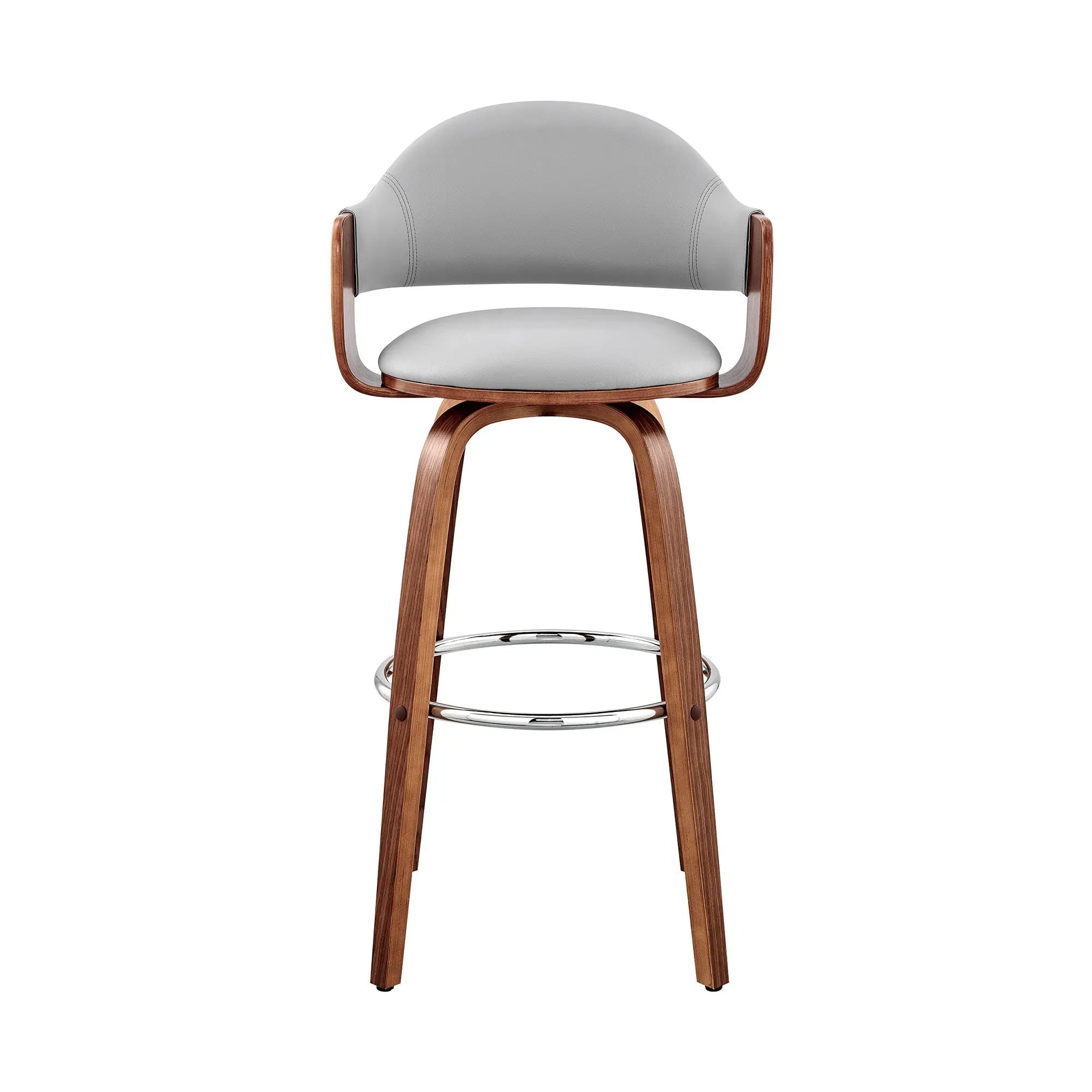 30" Gray And Brown Swivel Low Back Bar Height Bar Chair Homeroots Living Room