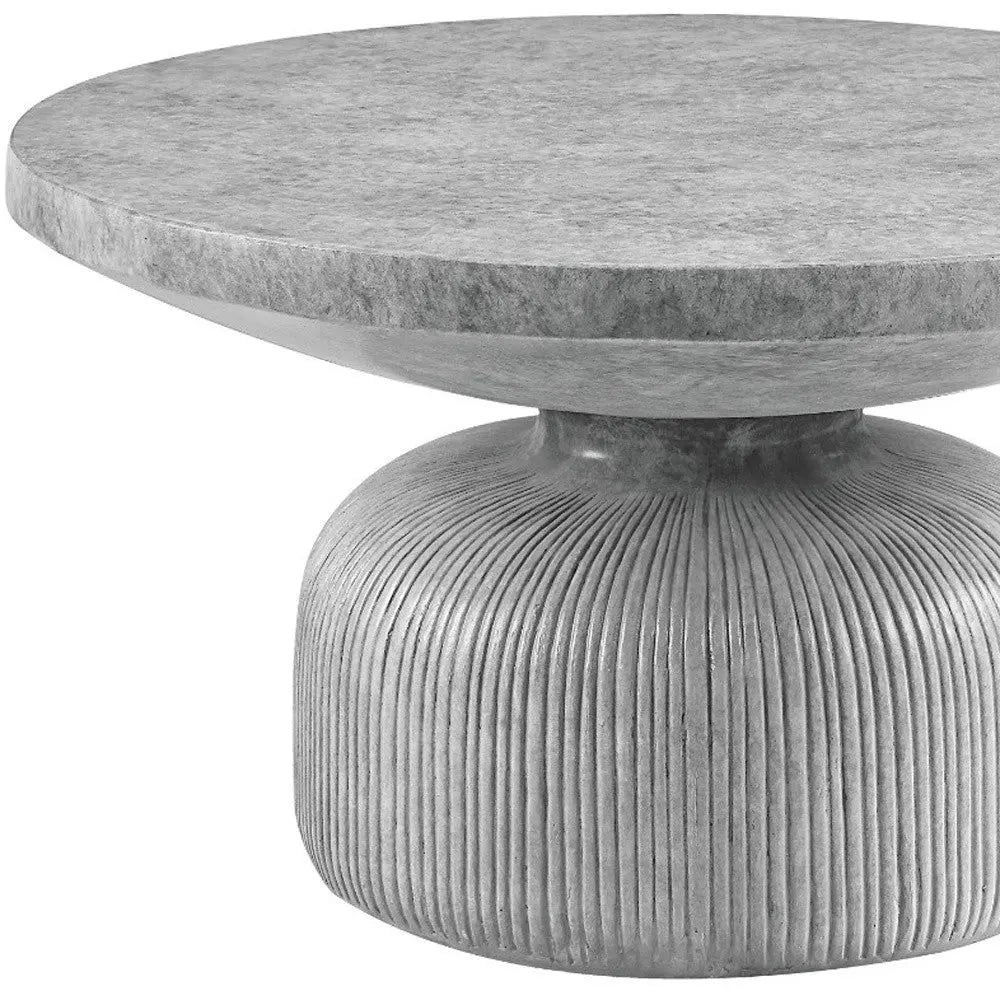 30" Gray Cement Round Pedestal Coffee Table Homeroots Living Room