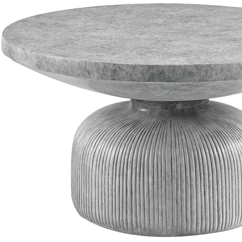 30" Gray Cement Round Pedestal Coffee Table Homeroots Living Room
