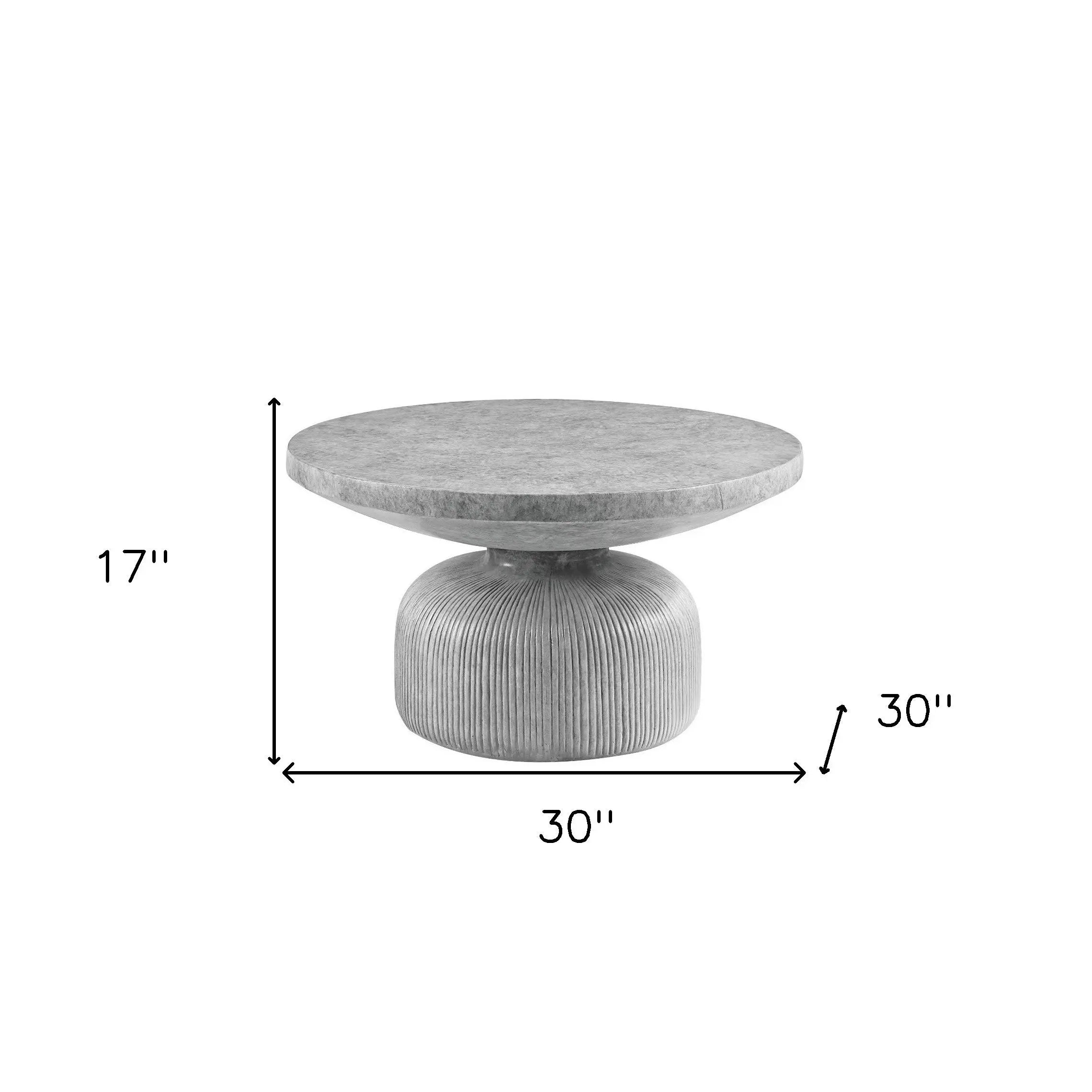 30" Gray Cement Round Pedestal Coffee Table Homeroots Living Room