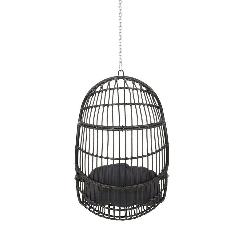 30" Gray Metal Outdoor Egg Chair with Gray Cushion Homeroots Outdoor