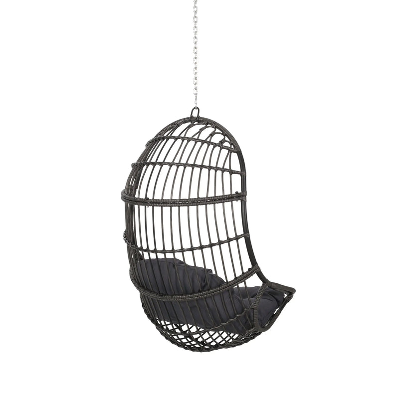 30" Gray Metal Outdoor Egg Chair with Gray Cushion Homeroots Outdoor