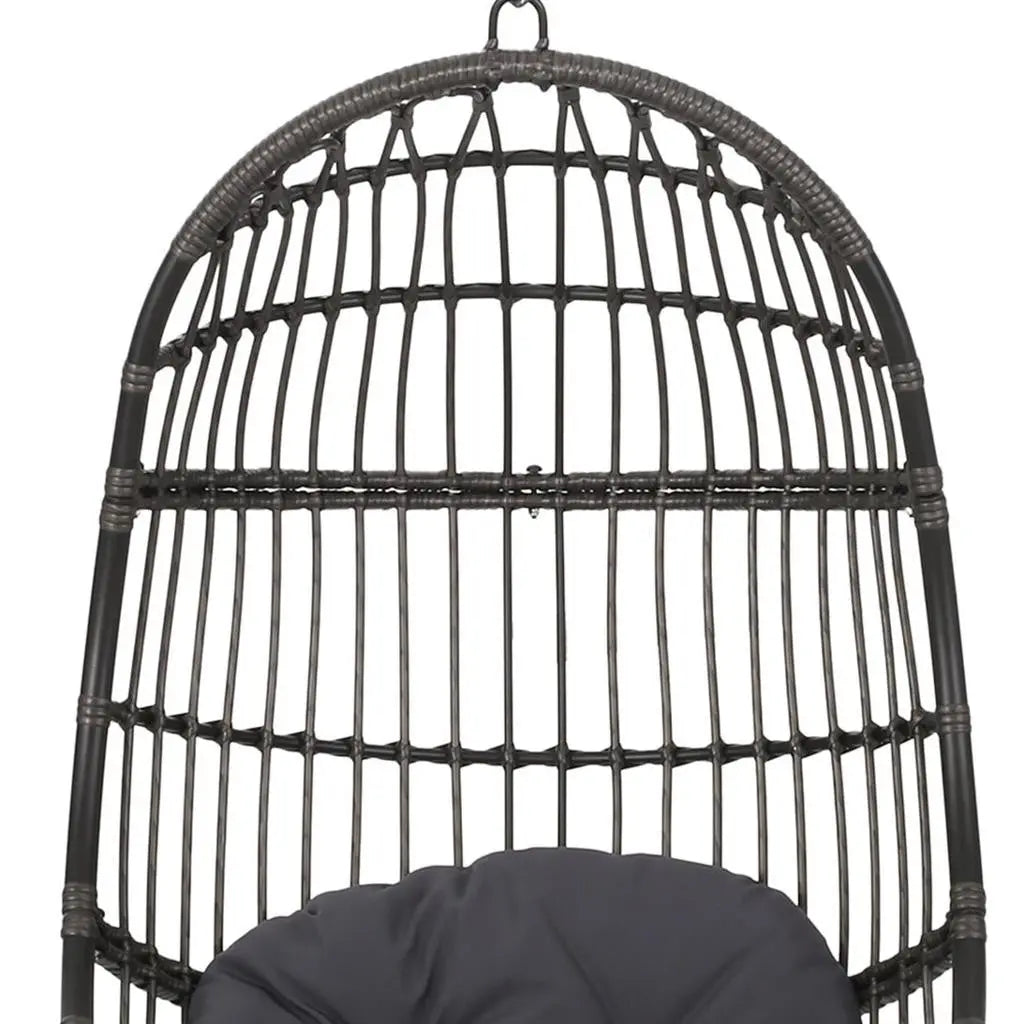30" Gray Metal Outdoor Egg Chair with Gray Cushion Homeroots Outdoor