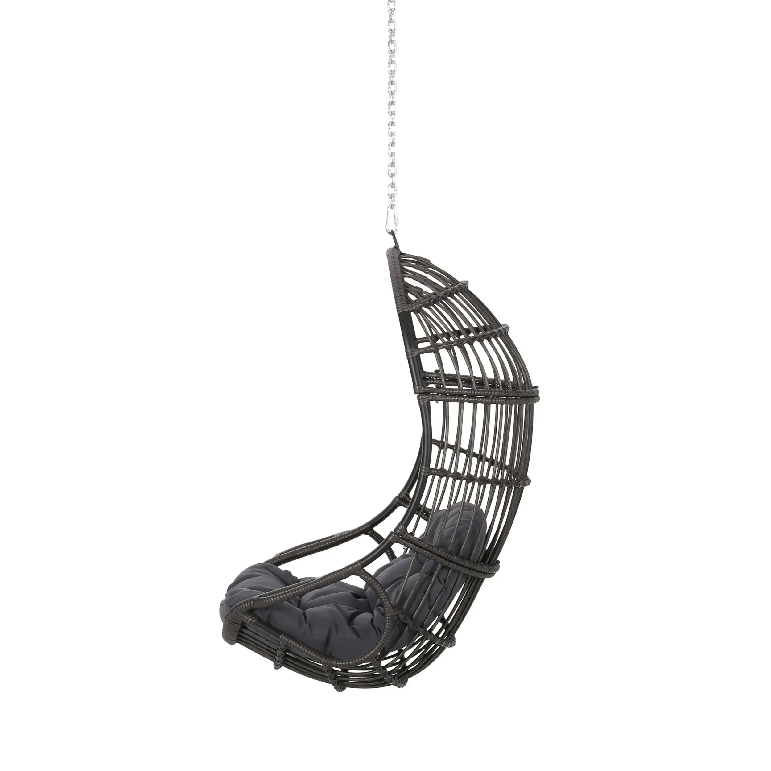 30" Gray Metal Outdoor Egg Chair with Gray Cushion Homeroots Outdoor