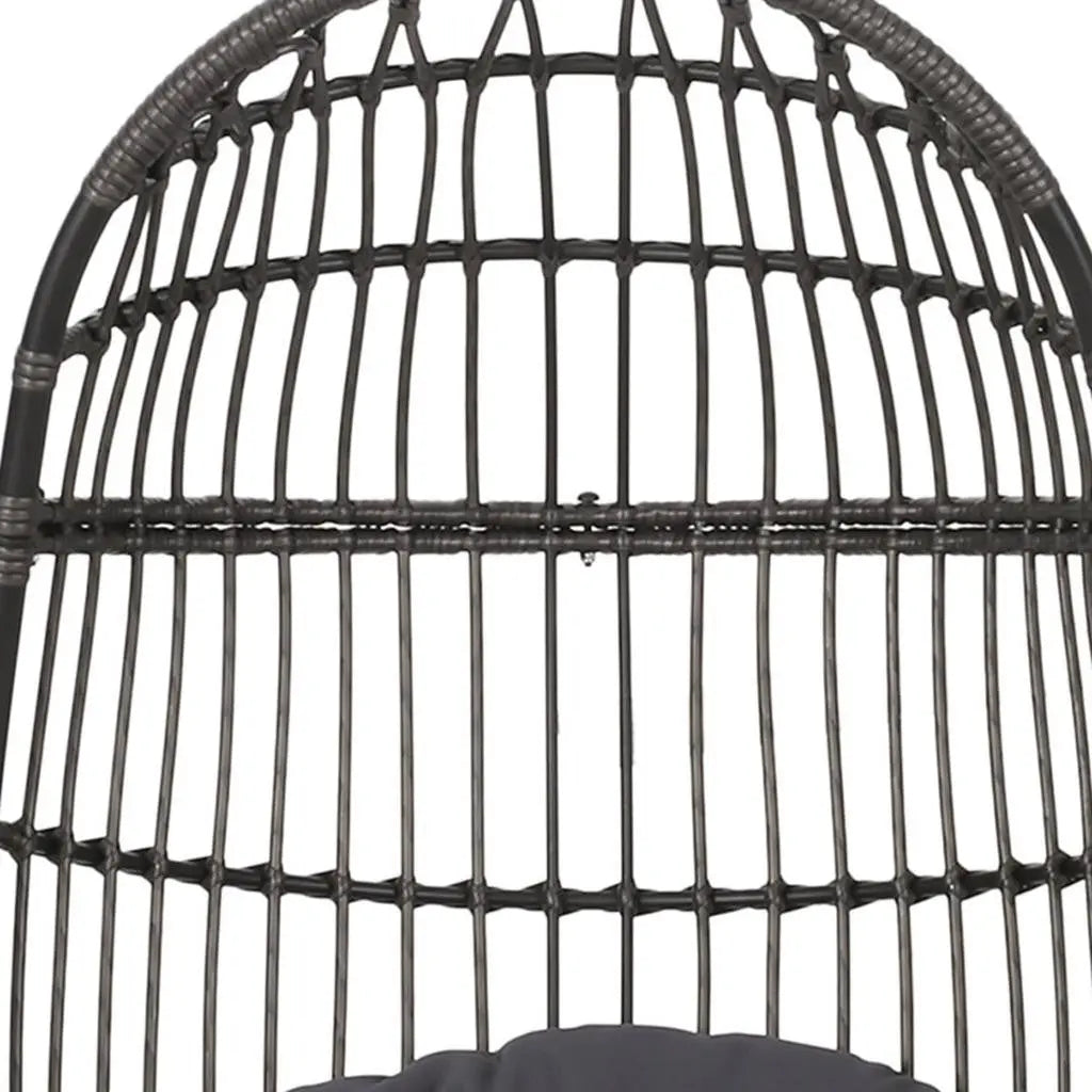 30" Gray Metal Outdoor Egg Chair with Gray Cushion Homeroots Outdoor