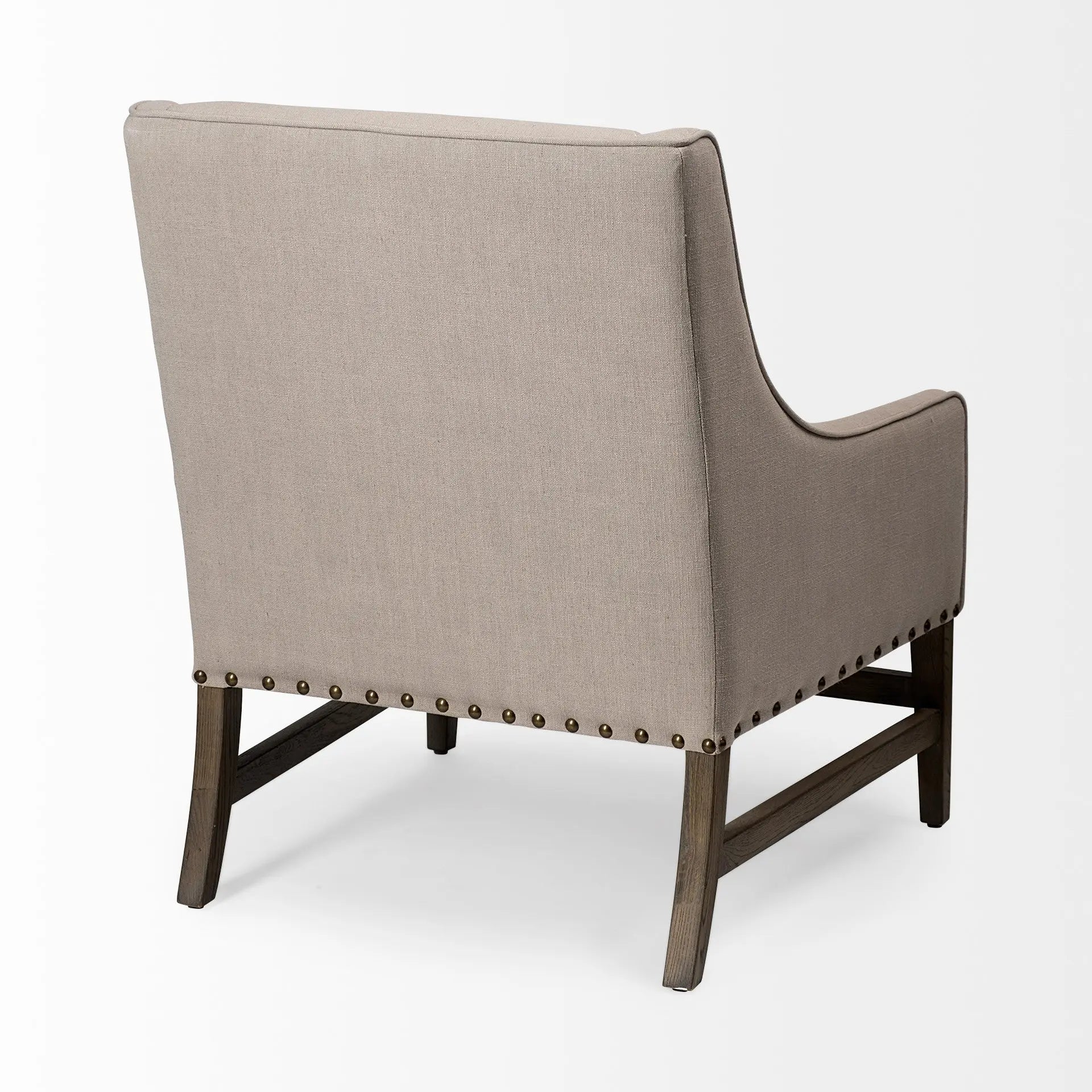 30" Gray and Beige Fabric and Solid Wood Wingback Chair Homeroots Living Room
