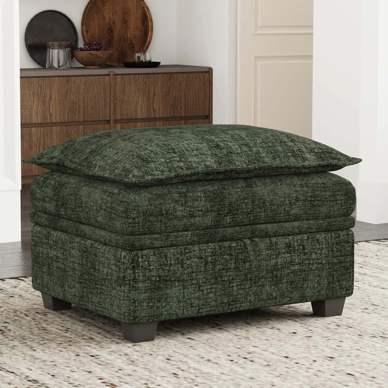 30" Gray and Black Chenille Storage Ottoman Homeroots Living Room