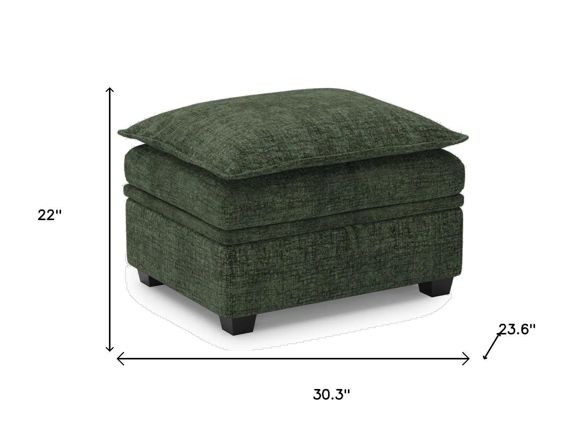 30" Gray and Black Chenille Storage Ottoman Homeroots Living Room