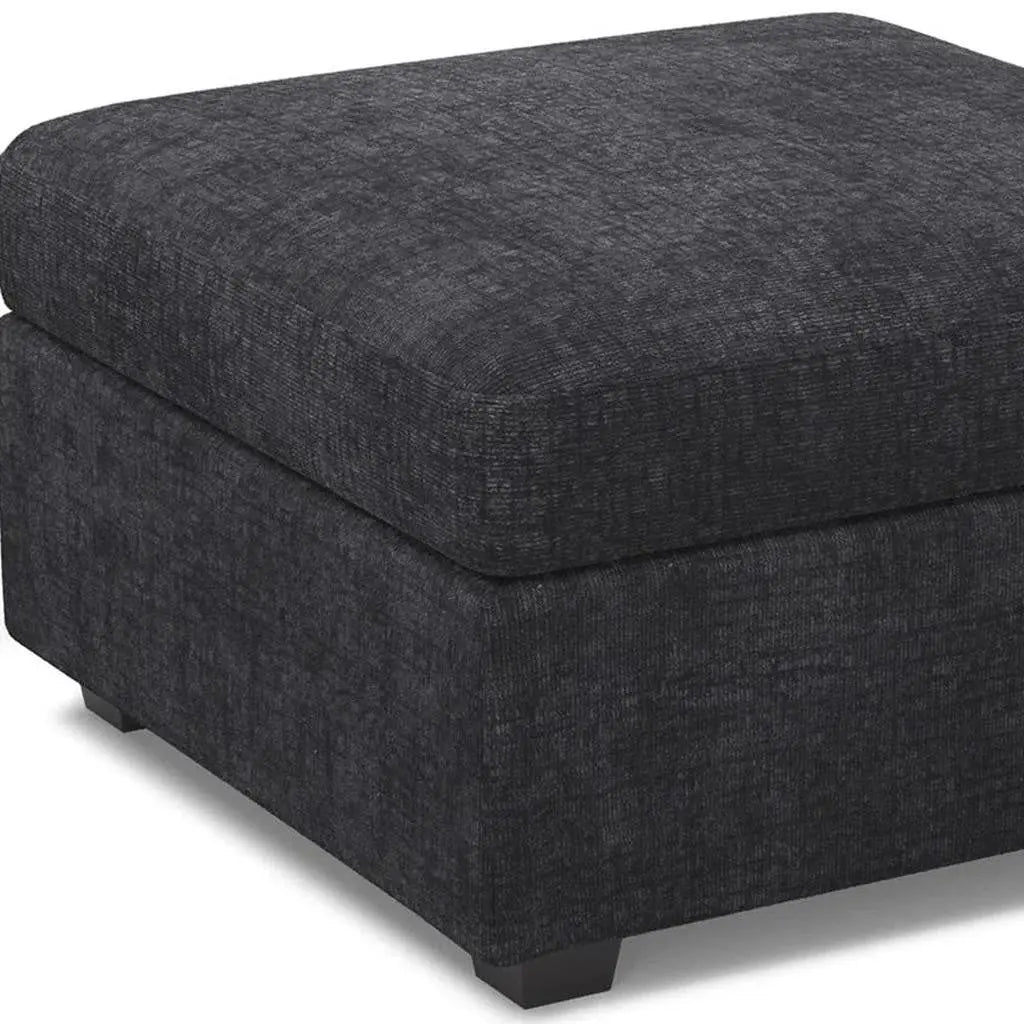 30" Gray and Black Chenille Storage Ottoman Homeroots Living Room