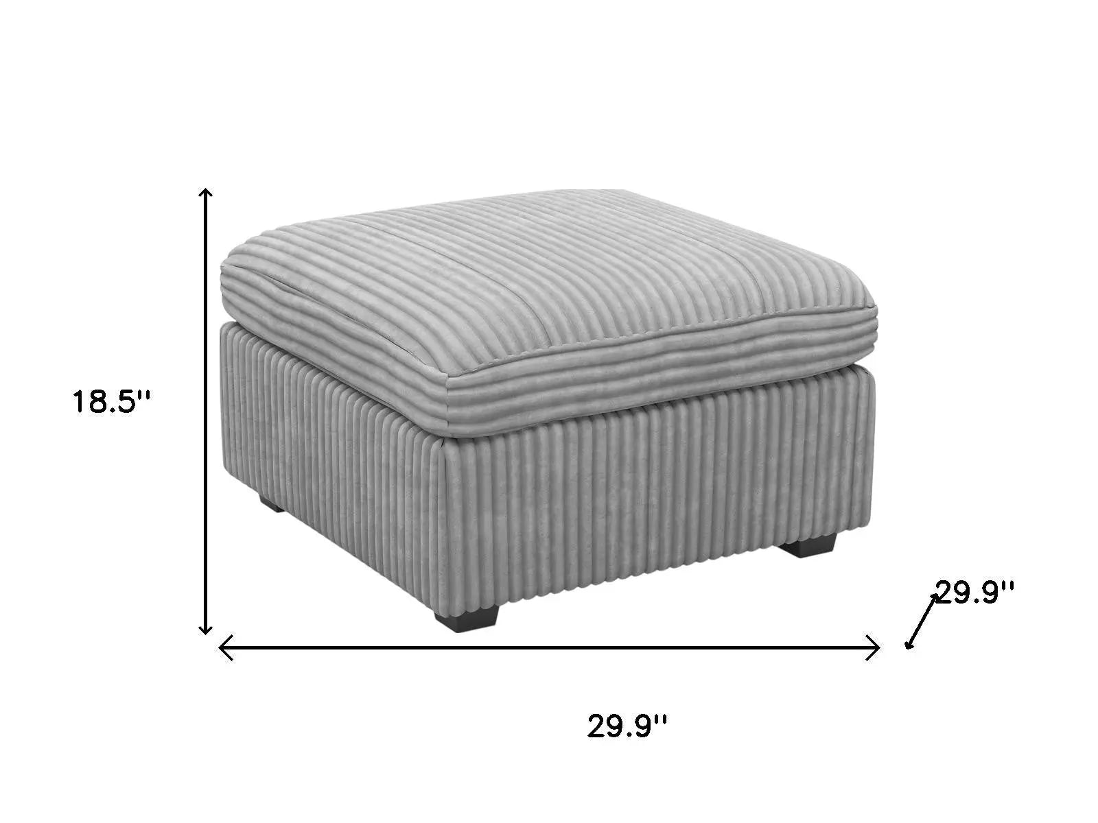 30" Gray and Black Corduroy Storage Ottoman Homeroots Living Room