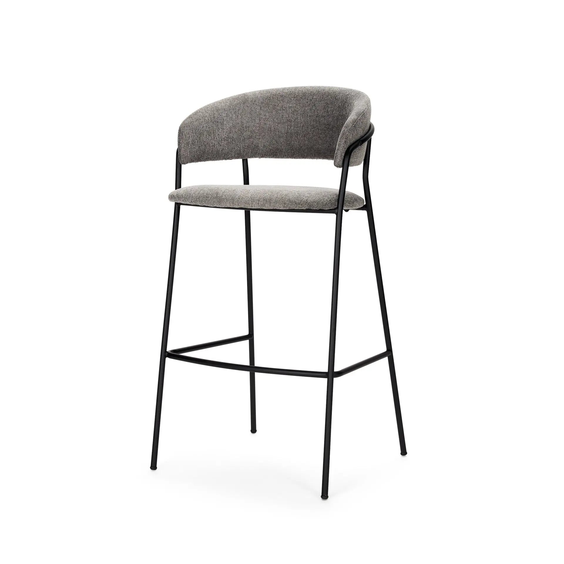 30" Gray and Black Fabric and Metal Bar Height Bar Chair Homeroots Living Room