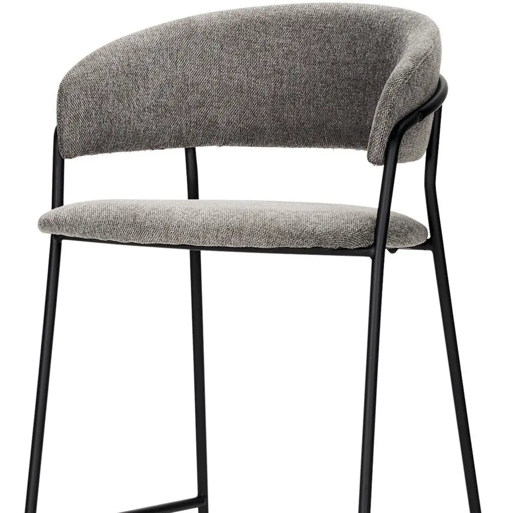 30" Gray and Black Fabric and Metal Bar Height Bar Chair Homeroots Living Room