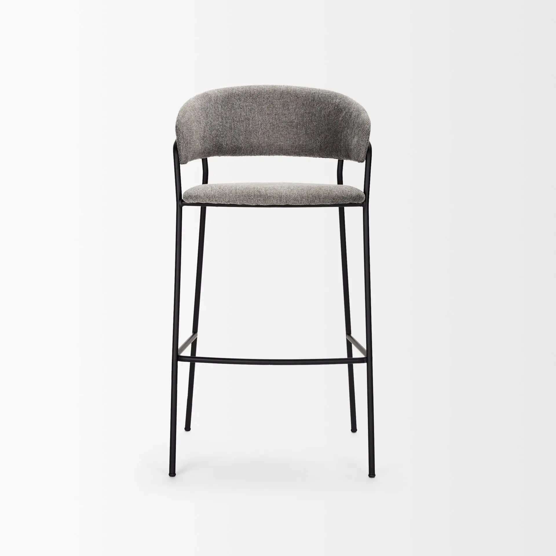 30" Gray and Black Fabric and Metal Bar Height Bar Chair Homeroots Living Room