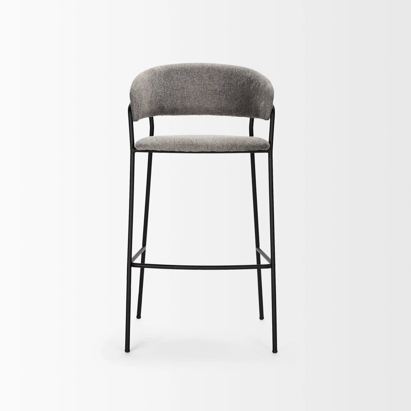 30" Gray and Black Fabric and Metal Bar Height Bar Chair Homeroots Living Room
