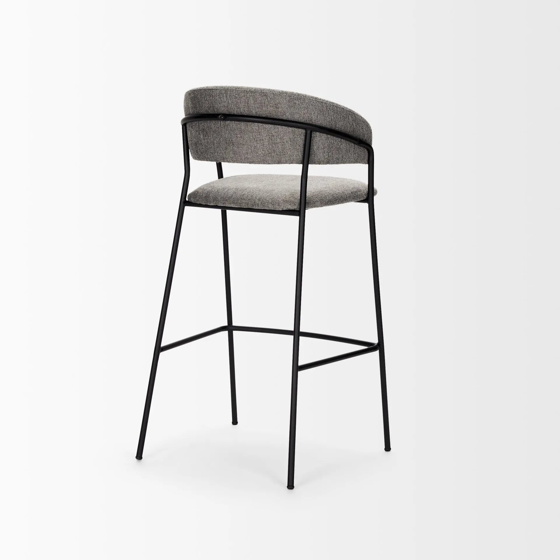 30" Gray and Black Fabric and Metal Bar Height Bar Chair Homeroots Living Room