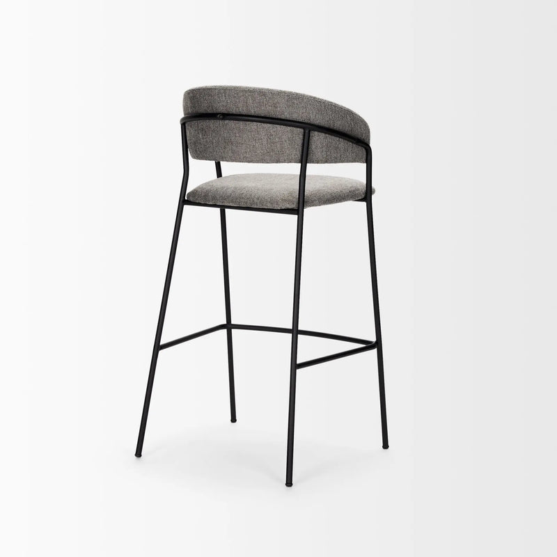 30" Gray and Black Fabric and Metal Bar Height Bar Chair Homeroots Living Room