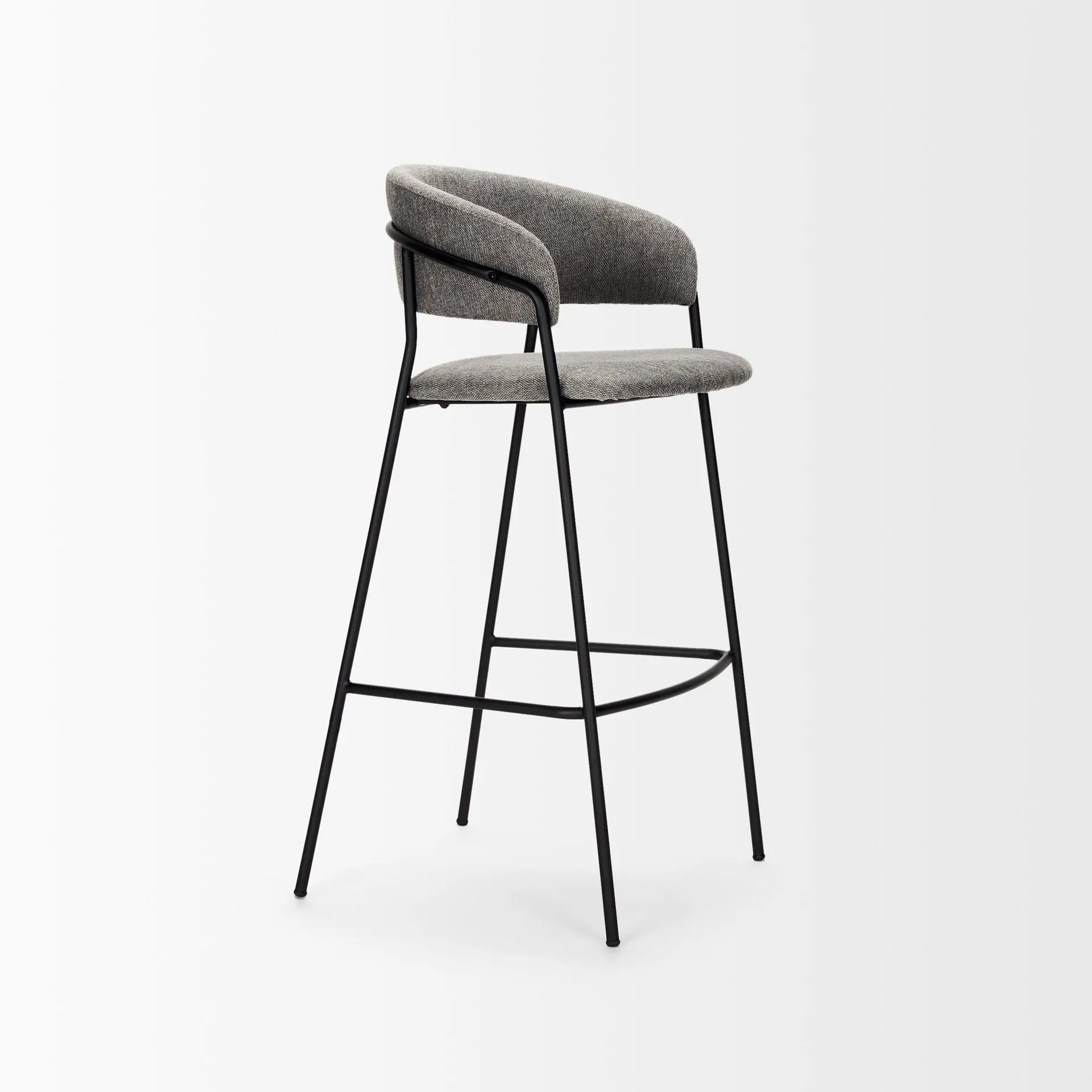 30" Gray and Black Fabric and Metal Bar Height Bar Chair Homeroots Living Room