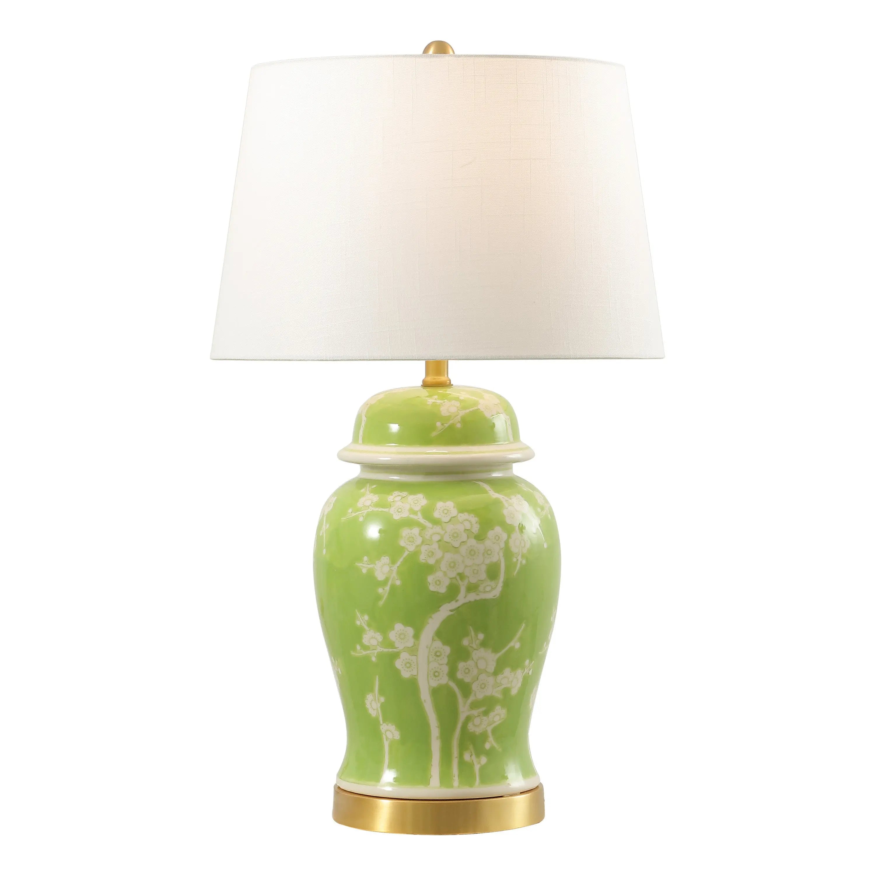 30" Green And Gold Novelty Table Lamp With Empire Shade Homeroots Lighting