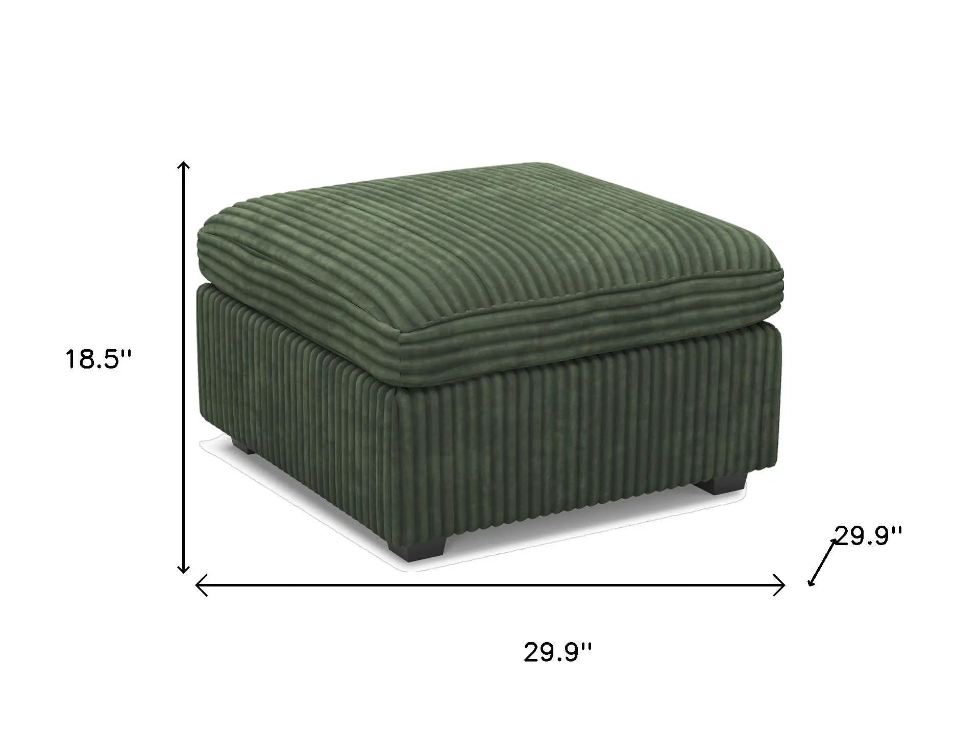 30" Green and Black Corduroy Storage Ottoman Homeroots Living Room