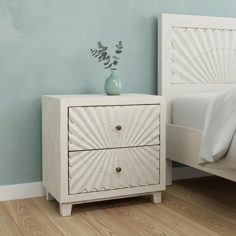 30" Ivory Two Drawer Nightstand Homeroots Bed & Bath