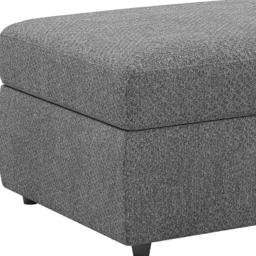 30" Light Gray and Black Chenille Storage Ottoman Homeroots Living Room