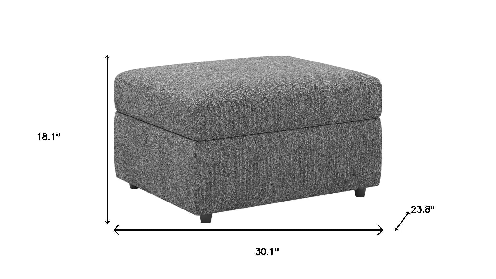30" Light Gray and Black Chenille Storage Ottoman Homeroots Living Room