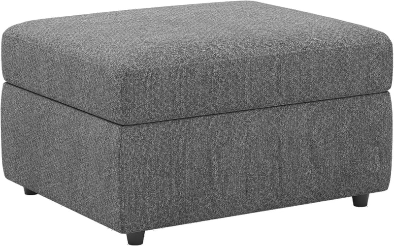 30" Light Gray and Black Chenille Storage Ottoman Homeroots Living Room