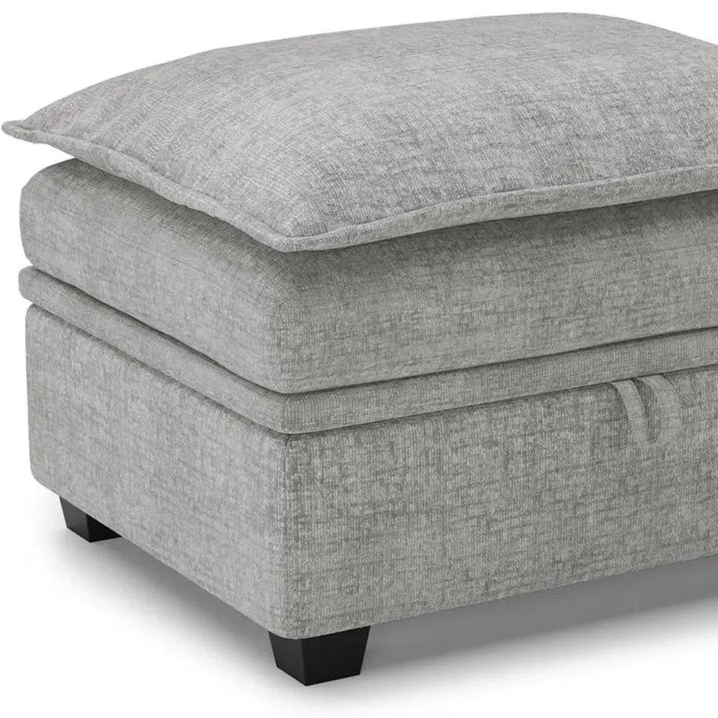 30" Light Gray and Black Chenille Storage Ottoman Homeroots Living Room