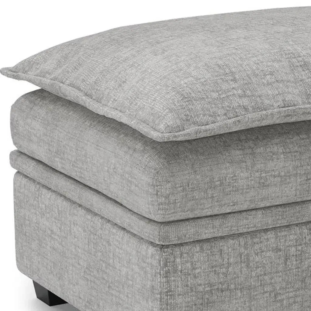 30" Light Gray and Black Chenille Storage Ottoman Homeroots Living Room