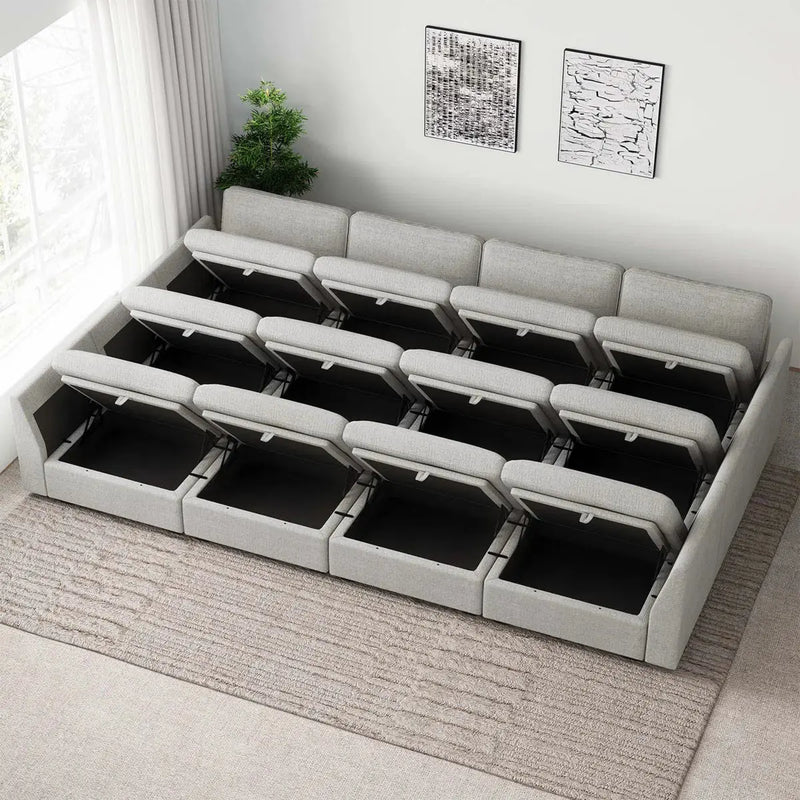 30" Light Gray and Black Chenille Storage Ottoman Homeroots Living Room